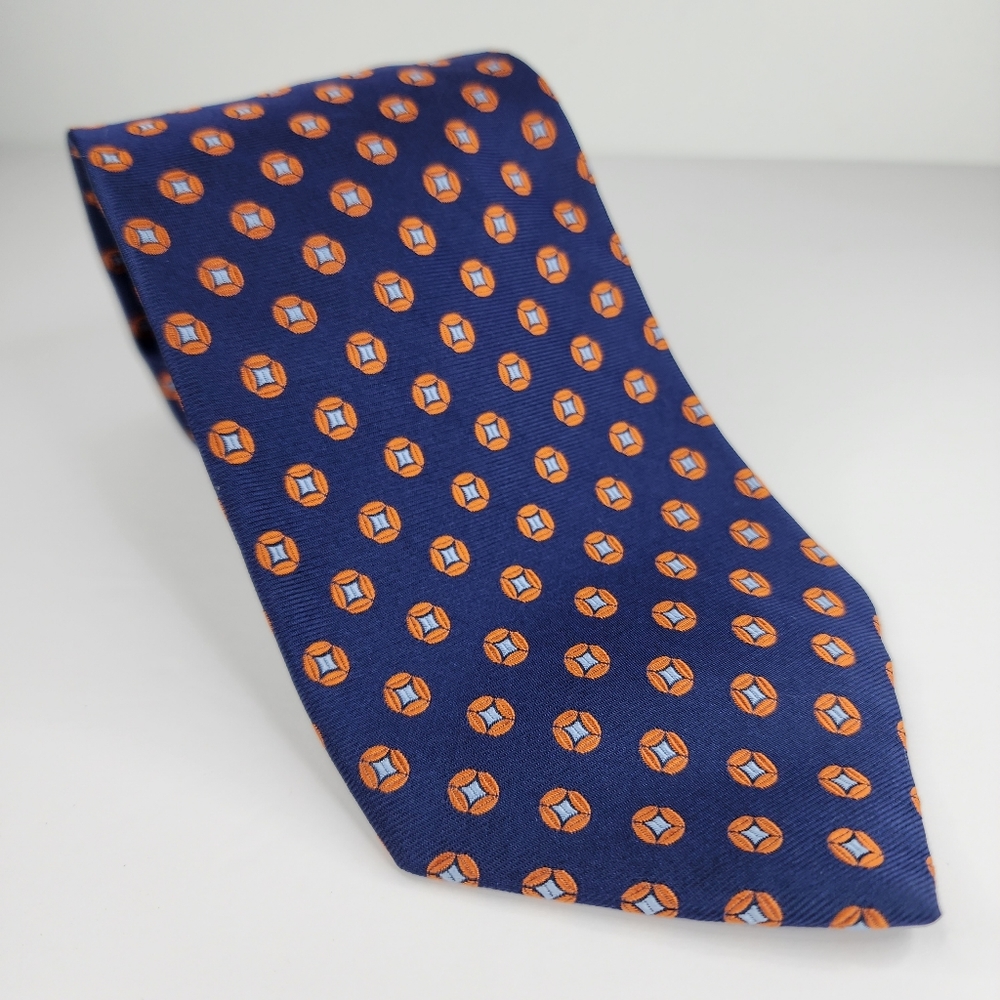 BROOKS BROTHERS 346 Blue & Orange Silk Tie.